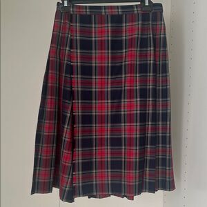 Mango Red and Black Plaid Tartan A-Line Skirt